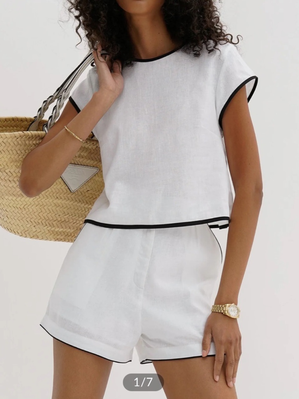 Commense Pure Cotton Contrast Trim Shorts Set NWT XS